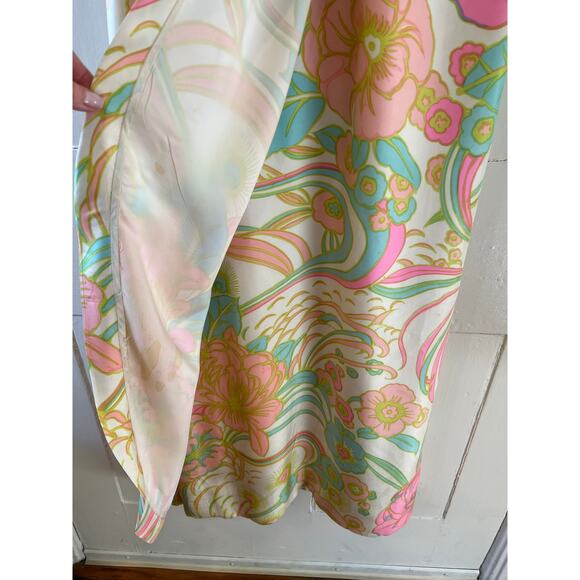 Vintage 60s silk Hawaiian mod print maxi dress - Picture 13 of 13
